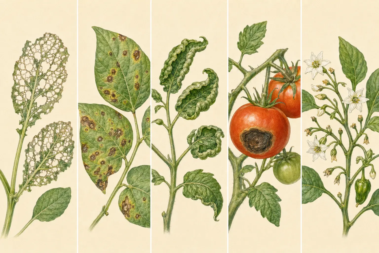 Close botanical observation of spots on leaves, presented as a visual symptom rather than a diagnosis.