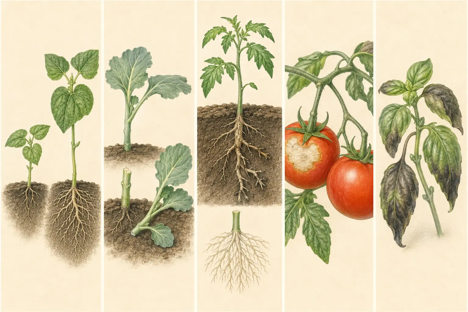 Close botanical observation of sunscald, presented as a visual symptom rather than a diagnosis.